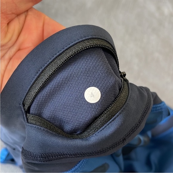 463. Like New (Worn Once) - Lululemon Blue Crop With Flowers (aprox 22” inseam) - Picture 3 of 3